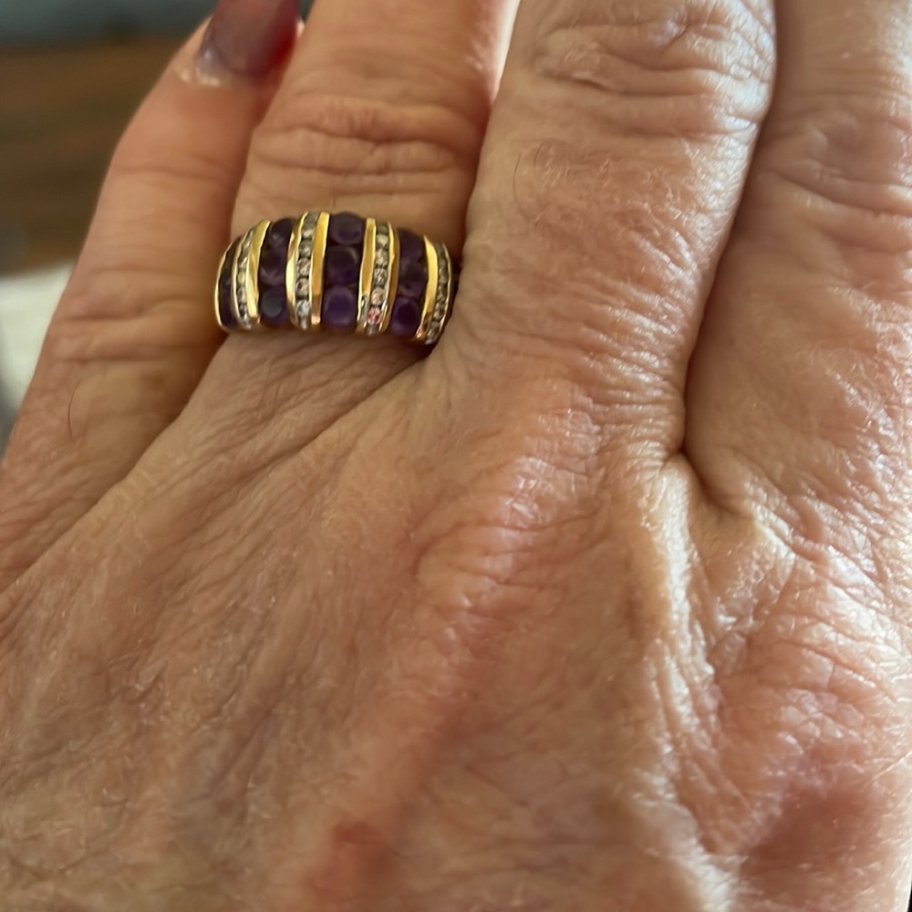 Beautiful amethyst and diamond channel ring